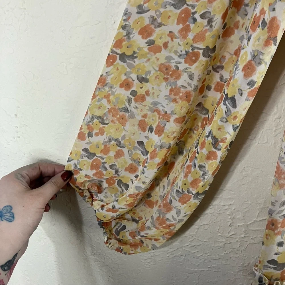 EUC, Petal & Pup Yellow Pleated Mini Dress Mock Neck,SZ 10 - Picture 8 of 14